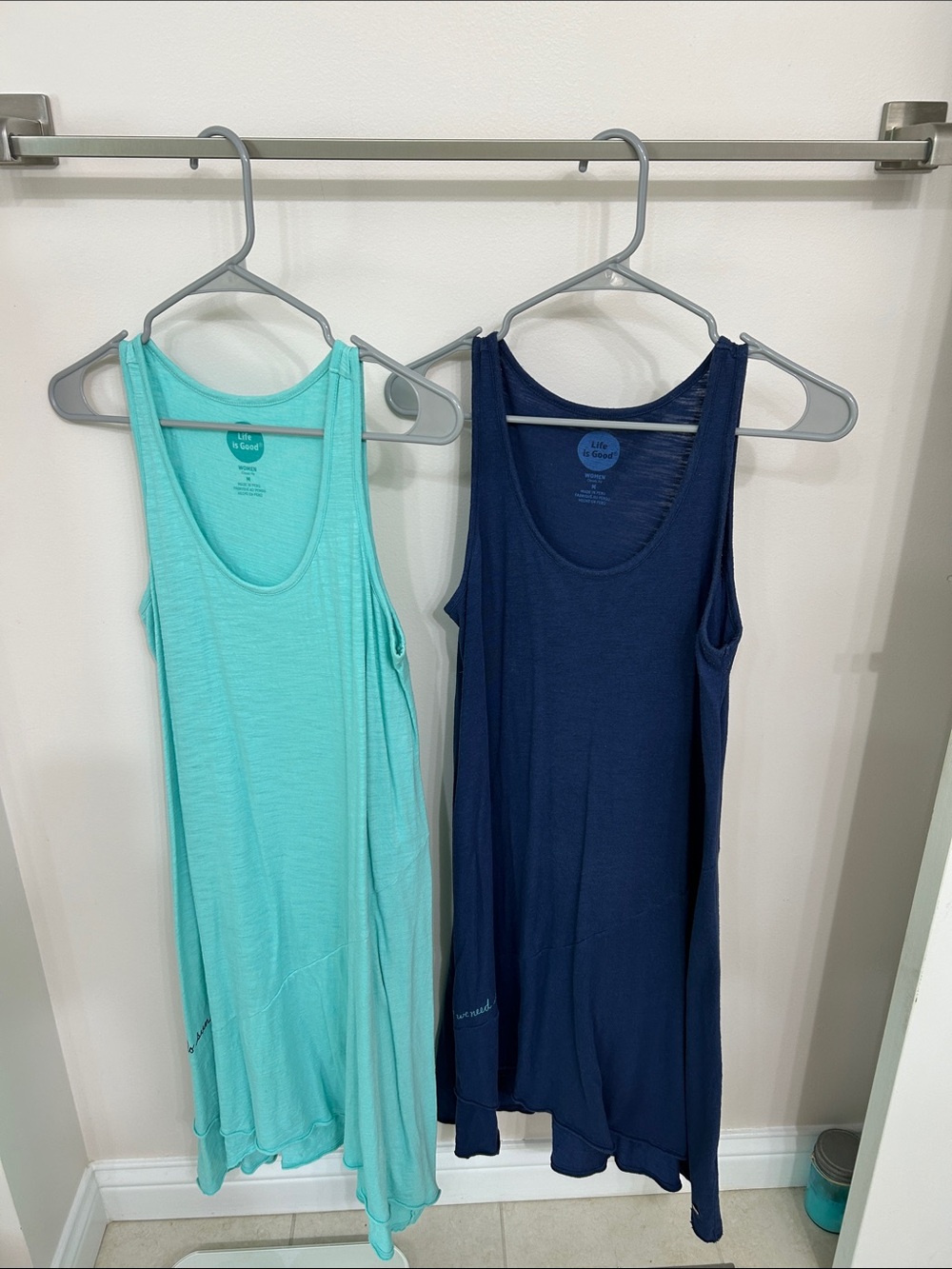 Life Is Good Women's Scoop Neck Tank Dresses- Teal and Navy (AVAILABLE)